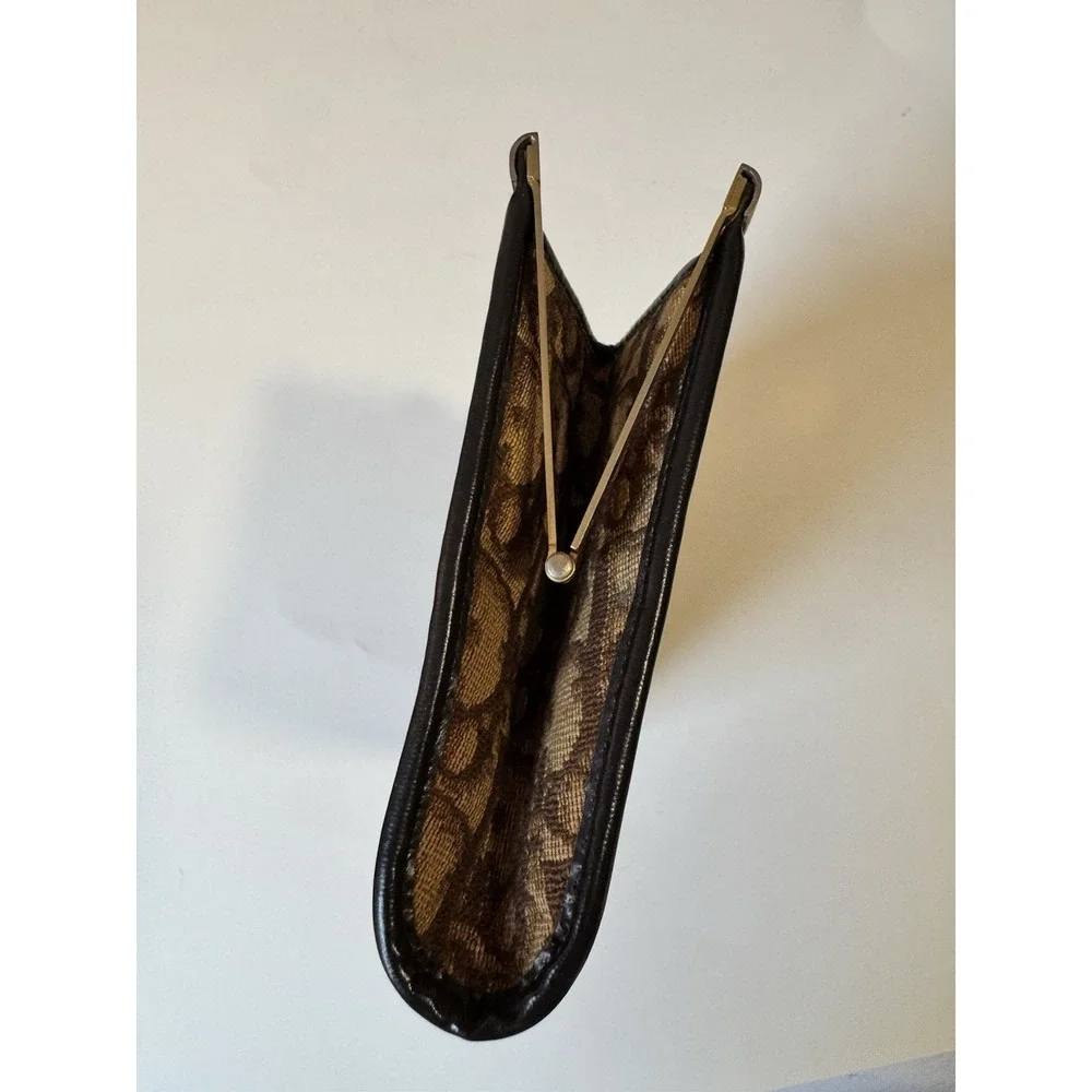 Vintage Dior Clutch Wallet Trotter Monogram Beige Black Leather - Picture 3 of 9